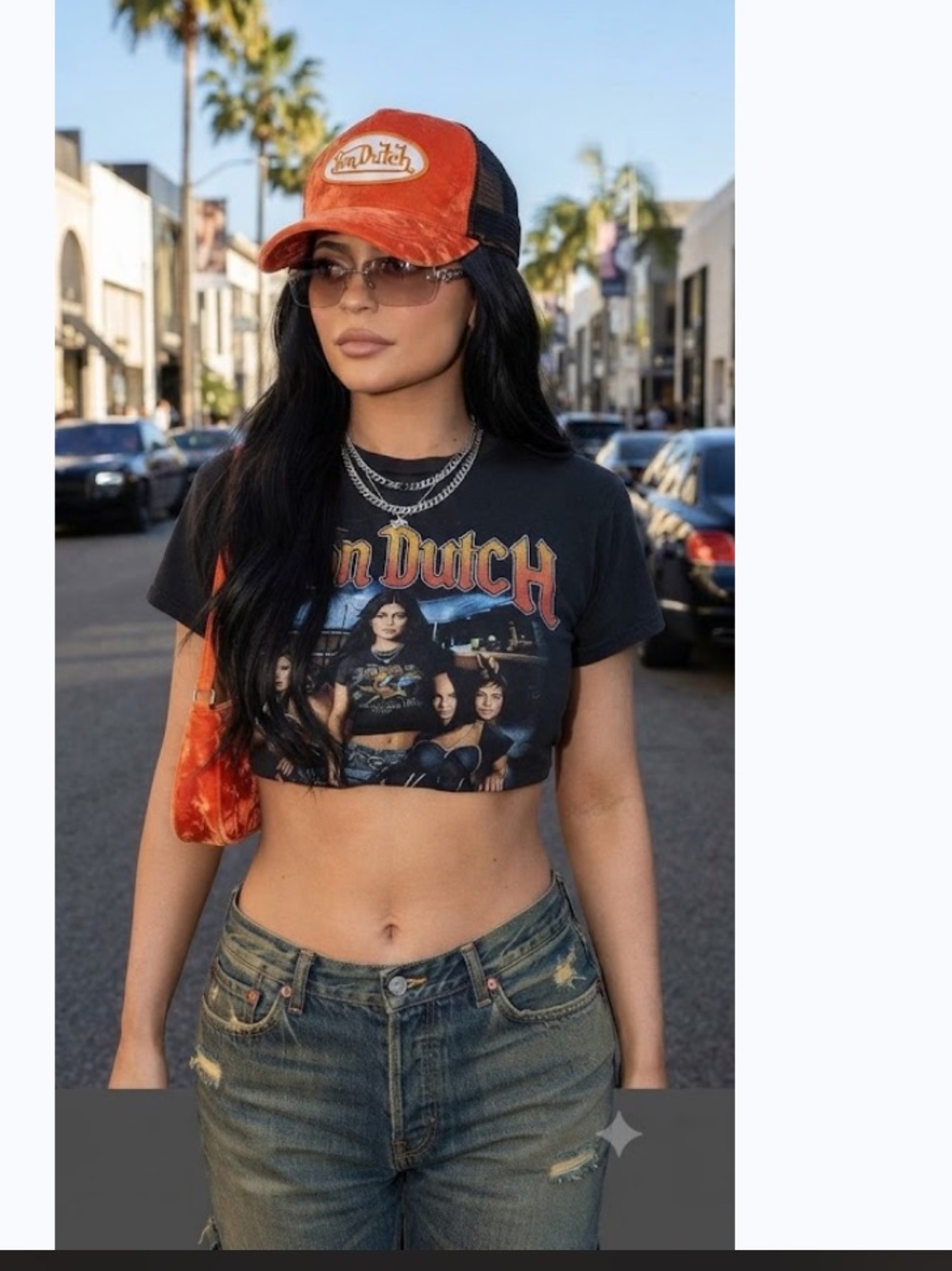 NWT Authentic Von  Dutch Orange  Y2K Trucker Hat Neon Orange Crushed Velvet"